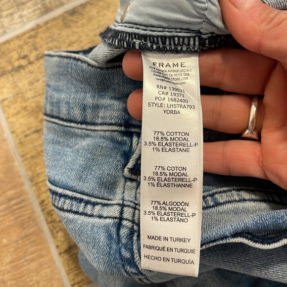 Frame Le High Straight Raw Hem High Rise Size 24 Denim Blue Jeans - Picture 6 of 9